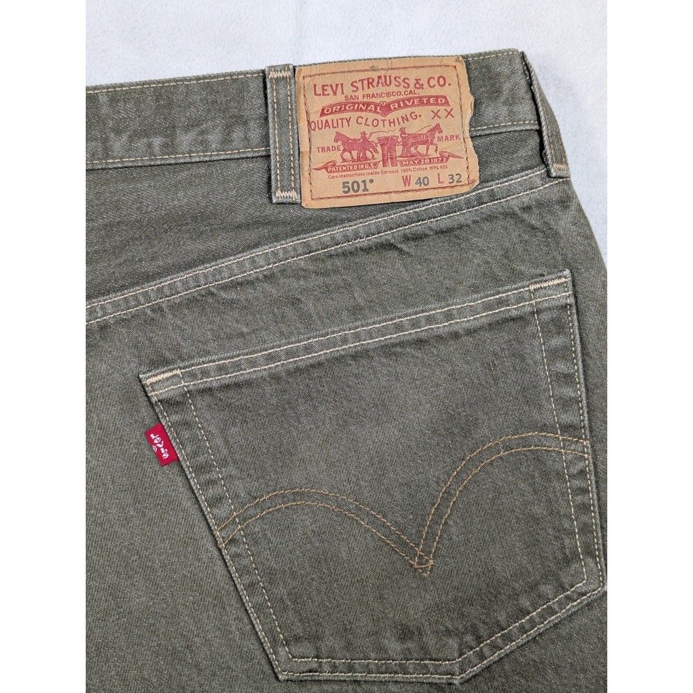 Levi's 501 Button Fly Classic Straight Leg‎ Mens Jeans Olive Green Size 40